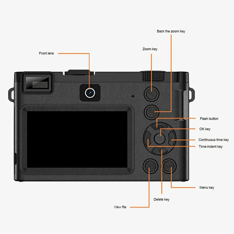 F01 Digital Camera High Resolution HD CMOS Sensor Travel Selfie Pocket Camera for Students - Black