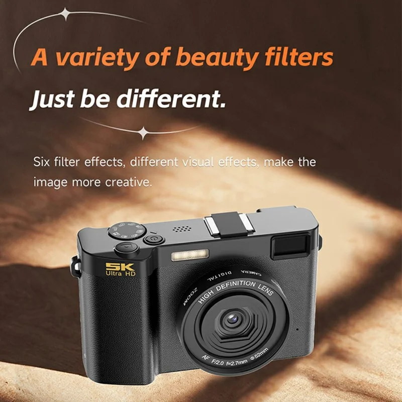 F01 Digital Camera High Resolution HD CMOS Sensor Travel Selfie Pocket Camera for Students - Black