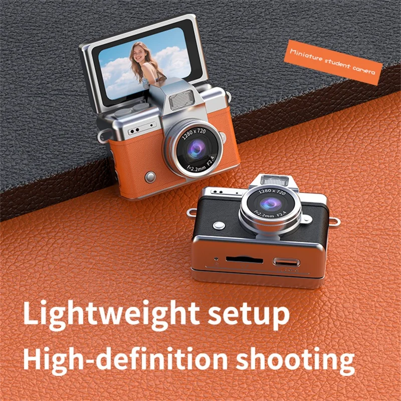 LK-027 Mini Retro Thumb Camera 1.47 Inch Flip Screen Digital Camera HD Video Recording CCD, with 32GB Card + Card Reader - White