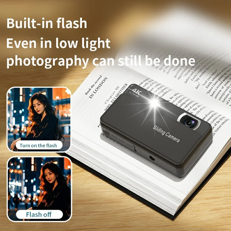 M15 2.8 inch 4K HD Slide Cover CCD Digital Camera 16X Zoom Camera AF Auto Focus with Fill Light - White