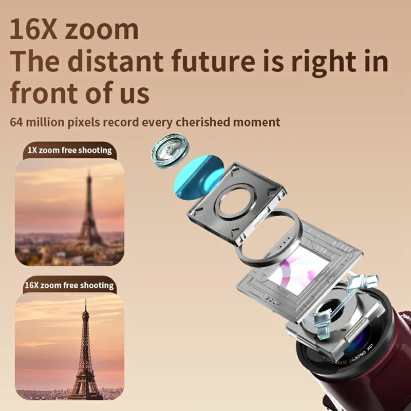 M29 2.8 inch 5K Digital Camera 16X Zoom Anti-Shake Video Camera AF Auto Focus for Beginners - Red