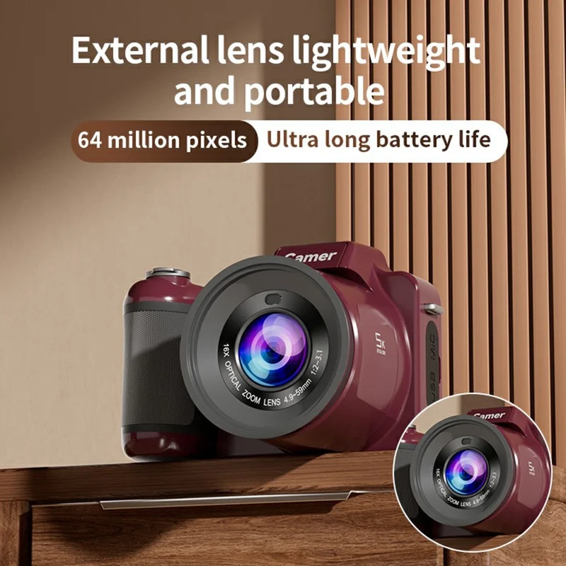 M29 2.8 inch 5K Digital Camera 16X Zoom Anti-Shake Video Camera AF Auto Focus for Beginners - Red