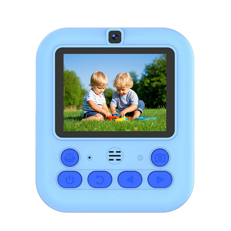 S5 2.4 inch HD Dual Camera Instant Print Kids Camera 1080P Video Recorder Gift with 16X Digital Zoom Single Color Printing - Blue Dinosaur