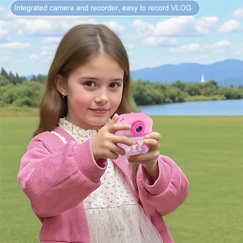 S5 2.4 inch HD Dual Camera Instant Print Kids Camera 1080P Video Recorder Gift with 16X Digital Zoom Single Color Printing - Blue Dinosaur