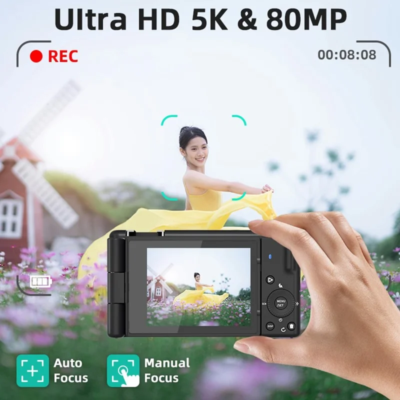 FC003 2.8 Inch IPS Digital Camera 1200W HD CCD Camera with WiFi 18X Zoom for Photography  /  Videography - Black