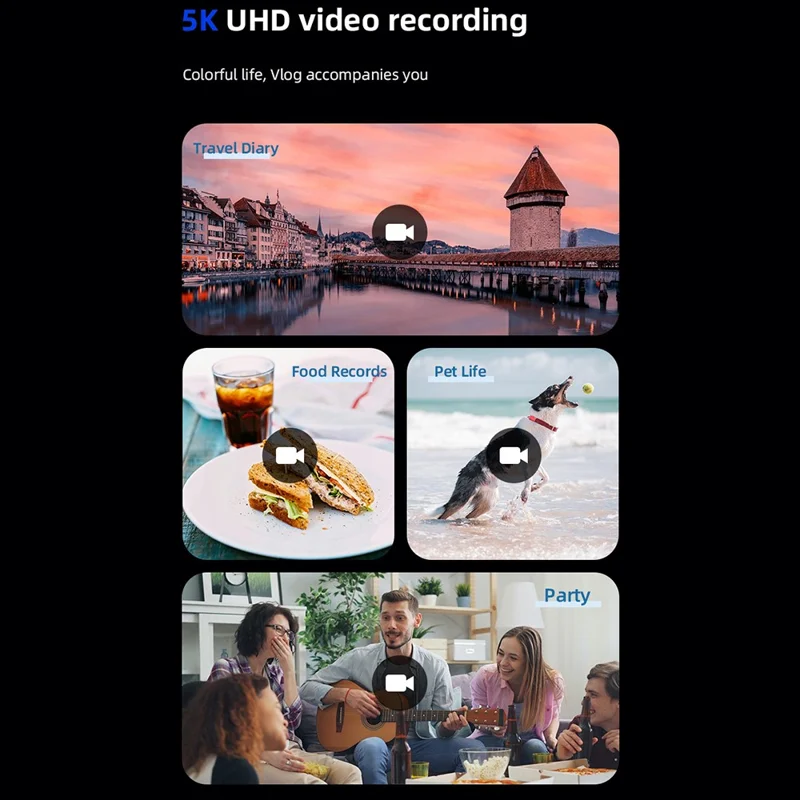 FC003W 2,8-Zoll-IPS-Bildschirm Digitalkamera 270-Grad-Drehkamera 5K HD-Videoaufnahme WiFi-Version – Schwarz
