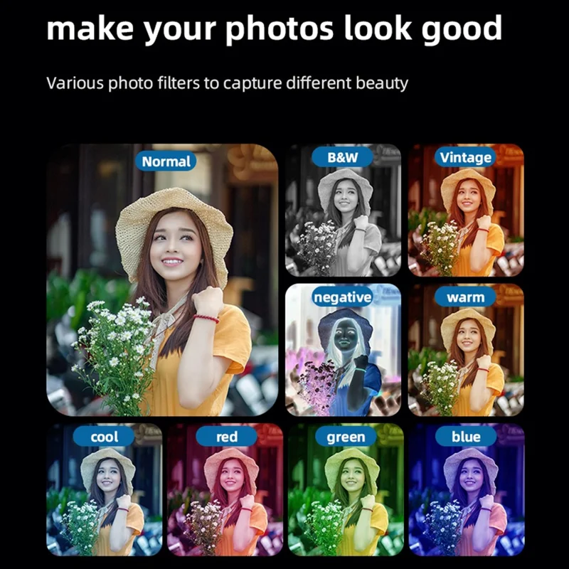 FC003W 2,8-Zoll-IPS-Bildschirm Digitalkamera 270-Grad-Drehkamera 5K HD-Videoaufnahme WiFi-Version – Schwarz