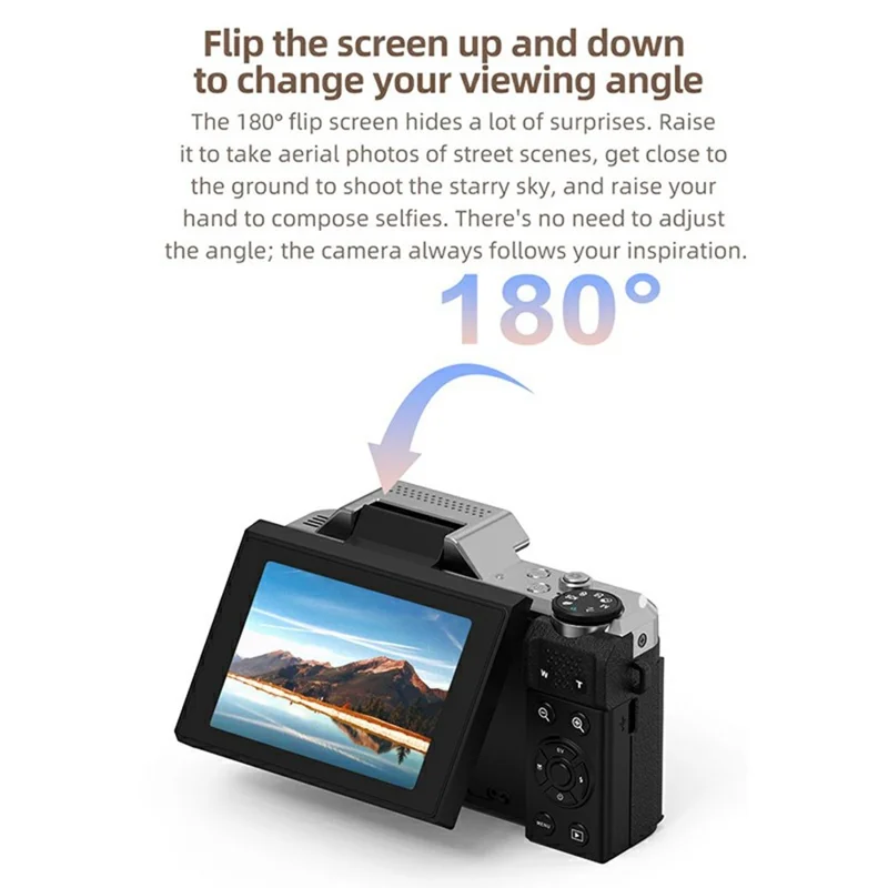 ORDRO D27 Digital Camera 6X Optical Zoom 2.8 Inch Flip Screen 4K HD Video Recording CCD Camcorder - Black