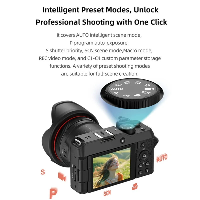 ORDRO G650 Appareil Photo Numérique avec Zoom Optique 12X Écran Bascule 2,8 Pouces Enregistreur Vidéo 5K avec Lampe LED Intégrée