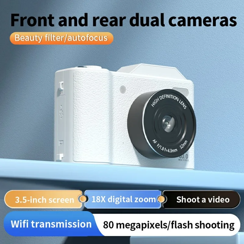 ORDRO Q3 3.5 Inch Touchscreen Digital Camcorder Dual Lens 18x Digital Zoom HD Video Recorder CCD - White