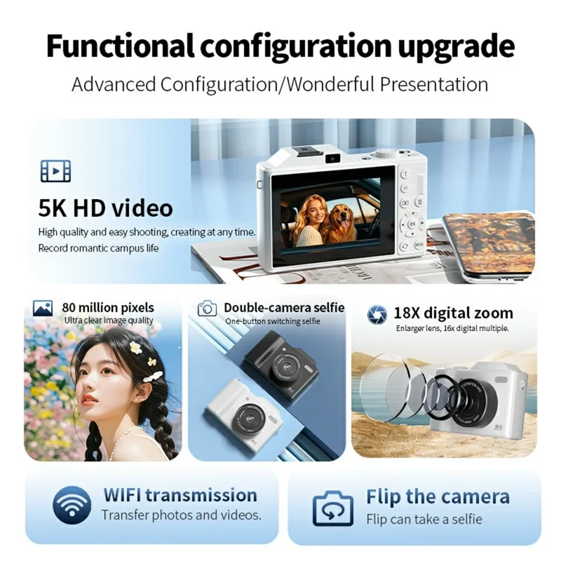 ORDRO Q3 3.5 Inch Touchscreen Digital Camcorder Dual Lens 18x Digital Zoom HD Video Recorder CCD - White