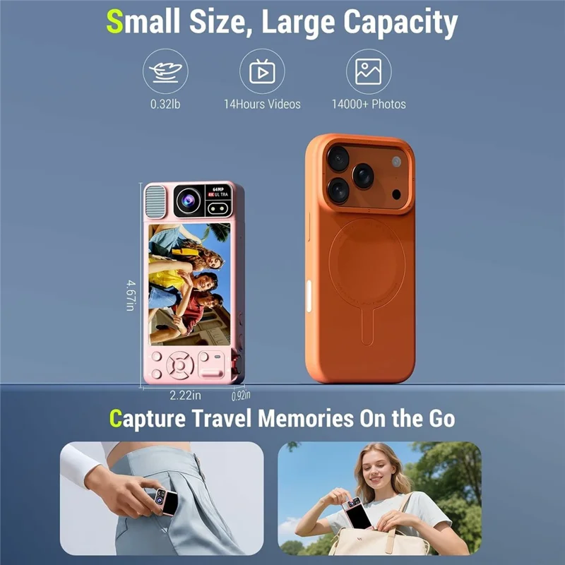 CV21 Appareil Photo Numérique avec Caméra CCD 4K 18X Zoom Objectif Rotatif Écran 2,8 Pouces pour Vlogging