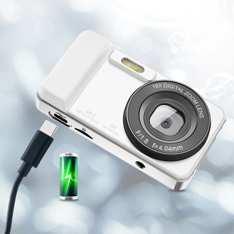 A60 4K HD Video Recording CCD Built-in LED Flash 18X Zoom 2.8 Inch IPS Screen Digital Camera - White