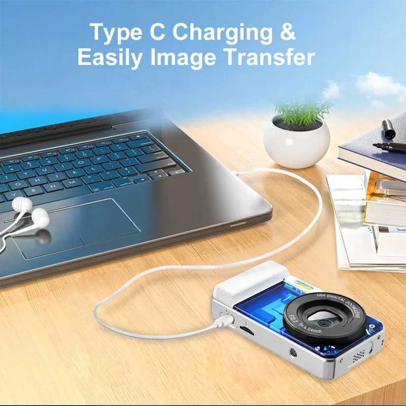 A60 4K HD Video Recording CCD Built-in LED Flash 18X Zoom 2.8 Inch IPS Screen Digital Camera - White