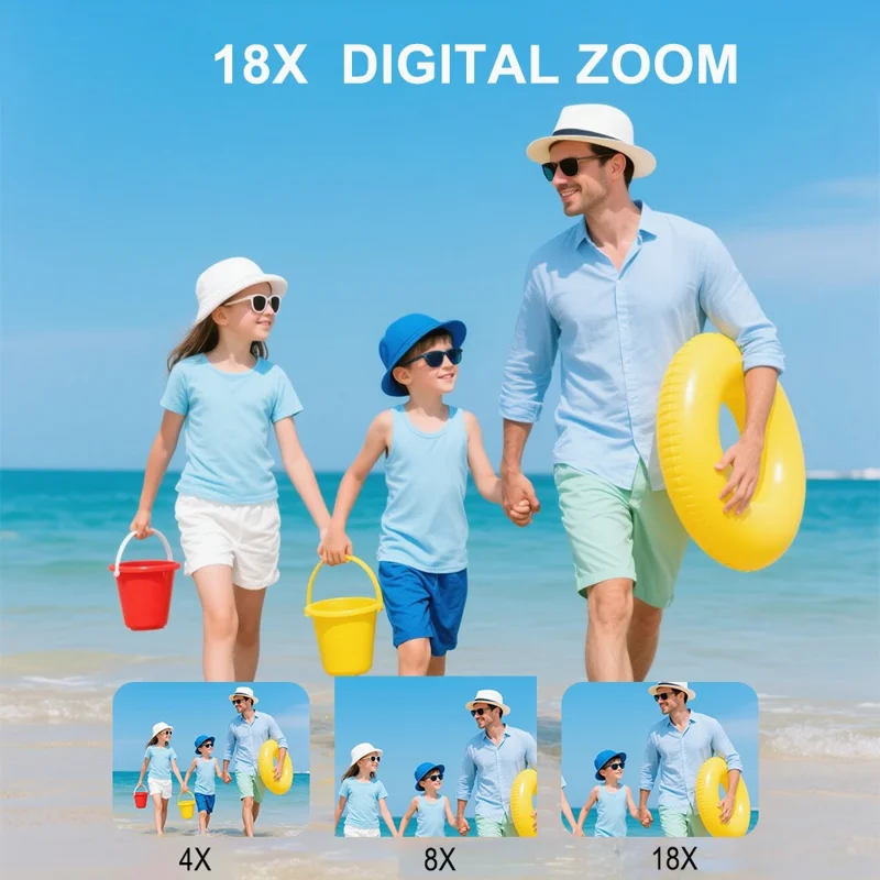 A62 64MP Dual Lens Digital Camera 18X Zoom 2.8 Inch IPS Screen 4K HD Video CCD - Pink