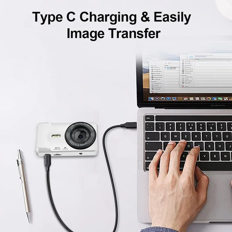 A59 2.8 Inch IPS Screen Digital Camera Portable 4K HD Video Recorder 18X Zoom CCD for Beginners - Black