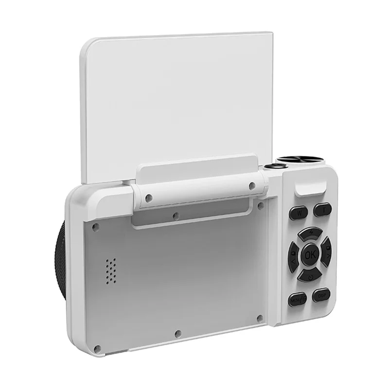 A66 3.0 inch 180° Flip Screen CCD Camera 18X Digital Zoom Student Mirrorless Camera with 4K Video Recording, without External Lens - White