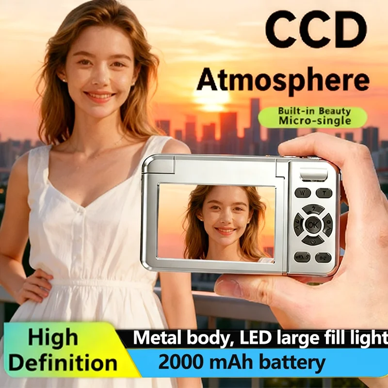 A67B 64MP CCD Digital Camera 3.0 inch IPS Flip Screen Camera with 4K Video and 18X Digital Zoom - Black