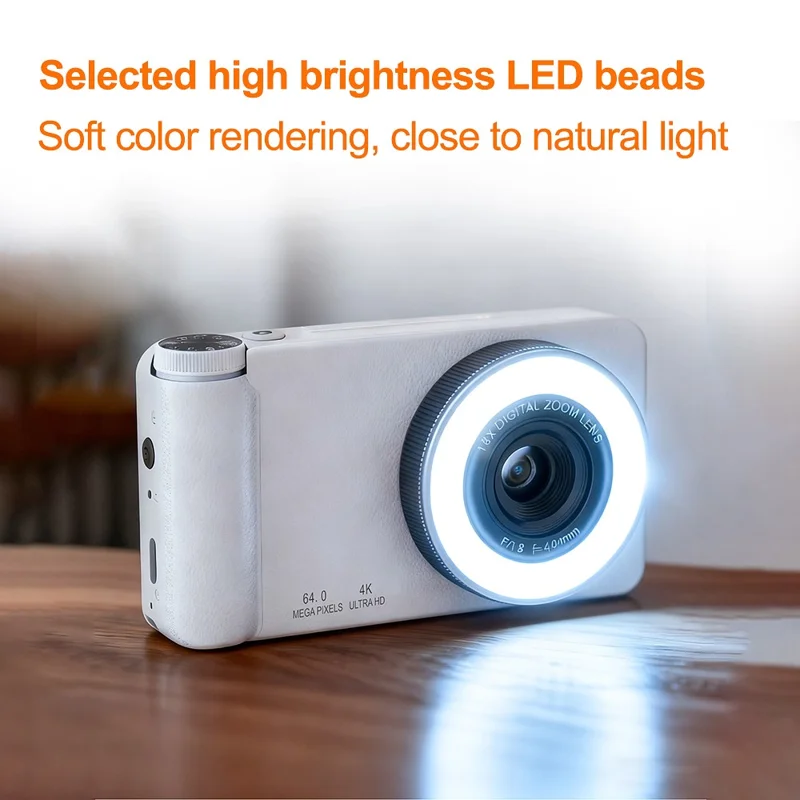 A67B 64MP CCD Digital Camera 3.0 inch IPS Flip Screen Camera with 4K Video and 18X Digital Zoom - Black