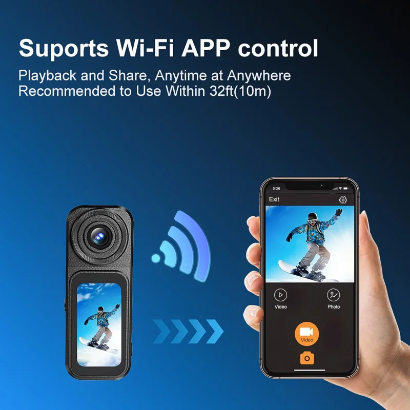 A75 1.47 Inch Touchscreen Thumb Camera 200MP HD Photo / Video Recording Action Camera with Rotatable Lens