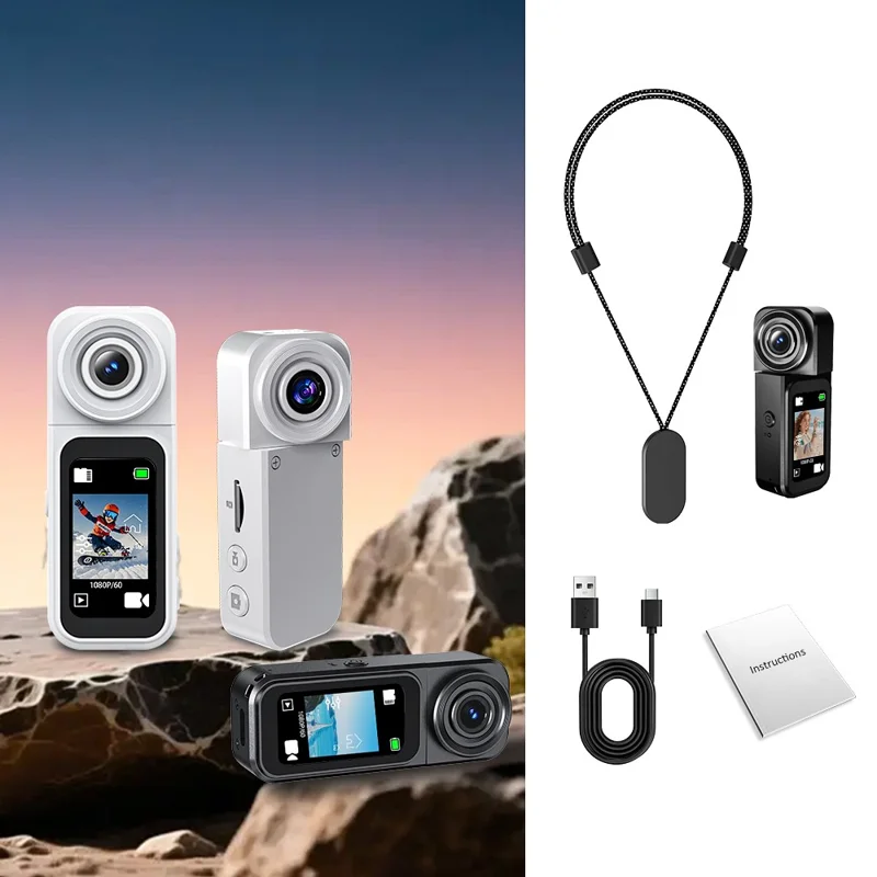 A75 1.47 Inch Touchscreen Thumb Camera 200MP HD Photo / Video Recording Action Camera with Rotatable Lens