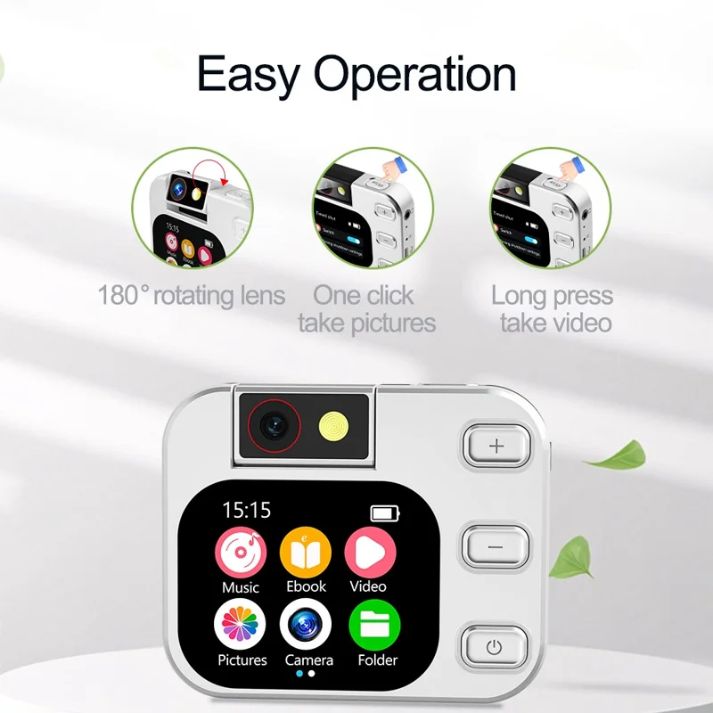 X19 2.0 Inch Touch Screen Digital Camera with Flip Lens HD Photo Video Recording MP3 Player