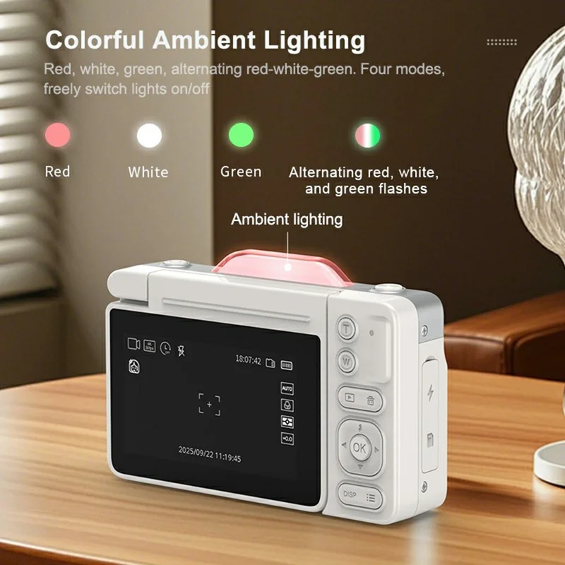 A2 3 Inch Flip Screen Digital Camera 4K HD Photo Video Recording for Vlogging / Selfie - White