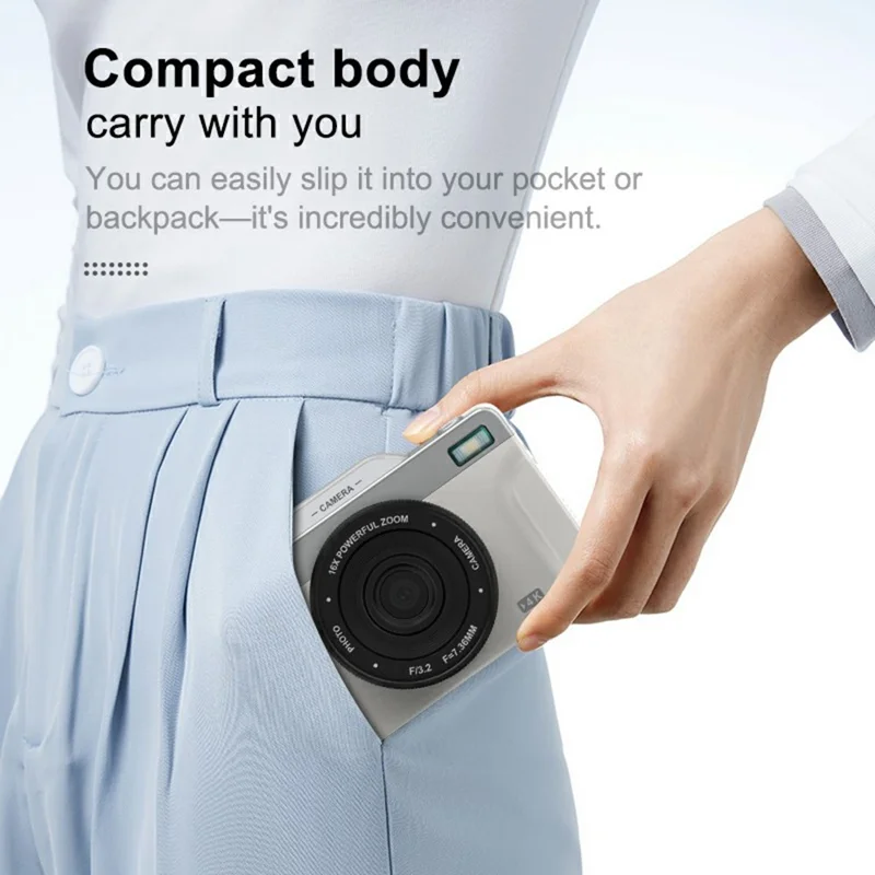 A2 3 Inch Flip Screen Digital Camera 4K HD Photo Video Recording for Vlogging / Selfie - White