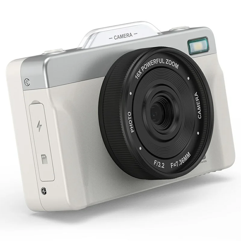 A2 3 Inch Flip Screen Digital Camera 4K HD Photo Video Recording for Vlogging / Selfie - White