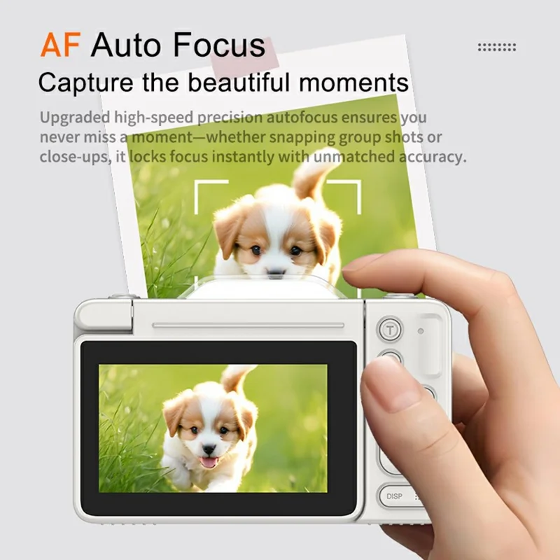 A2 3 Inch Flip Screen Digital Camera 4K HD Photo Video Recording for Vlogging / Selfie - White