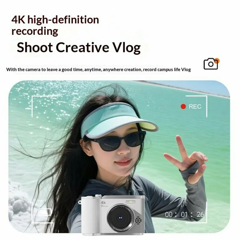 X18 2,4-Zoll-Drehdisplay Digitalkamera HD-Videoaufnahme CCD 16x Digitalzoom Camcorder – Weiß