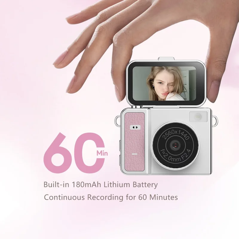 Cámara Mini S162 con Pantalla Giratoria, Vídeo Ultra HD 2K, Pantalla IPS de 1,47 pulgadas, Flash Integrado, Batería de 180 mAh - Verde