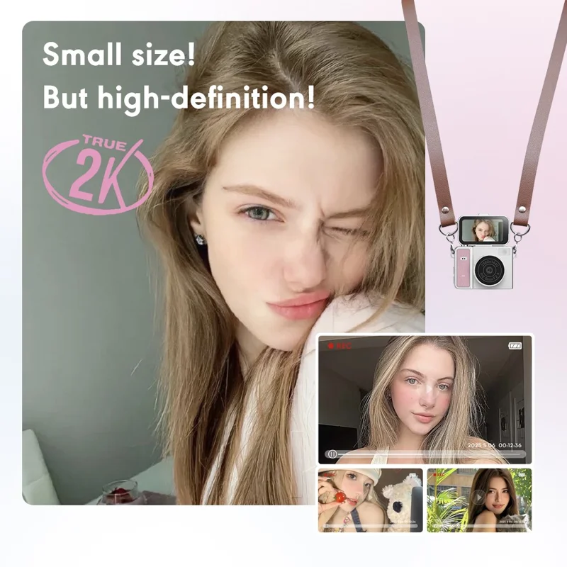 Cámara Mini S162 con Pantalla Giratoria, Vídeo Ultra HD 2K, Pantalla IPS de 1,47 pulgadas, Flash Integrado, Batería de 180 mAh - Verde