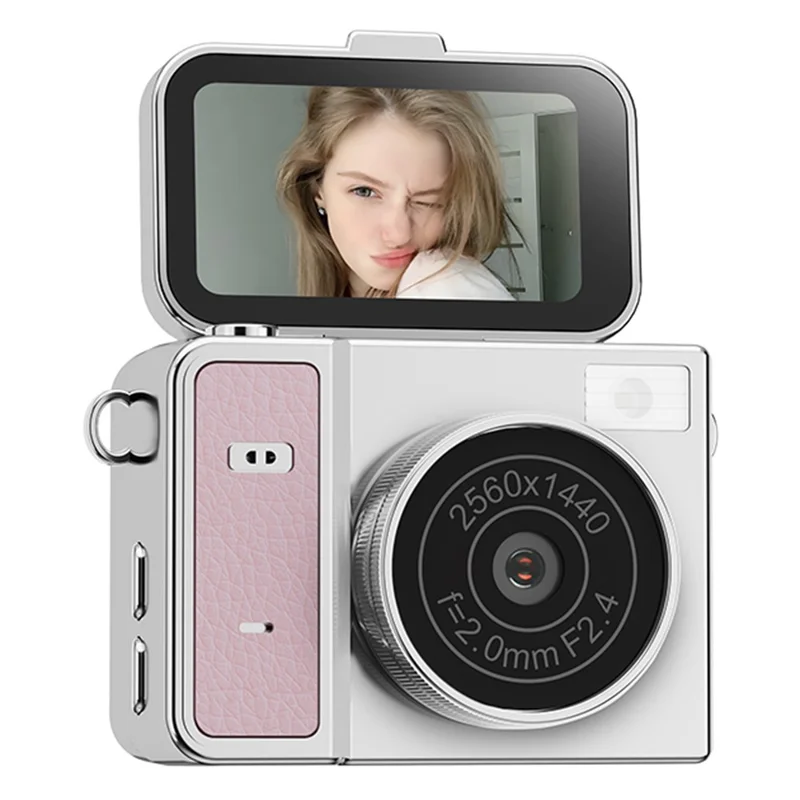 S162 1080P Mini Thumb Camera 1.47 Inch Flip Screen Digital Camera with 32GB Card and Reader For Vlogging - White