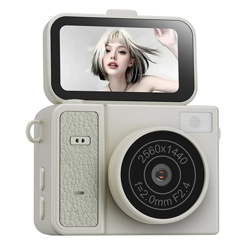 S162 1080P Mini Thumb Camera 1.47 Inch Flip Screen Digital Camera CCD HD Video / Photo For Vlogging - Beige