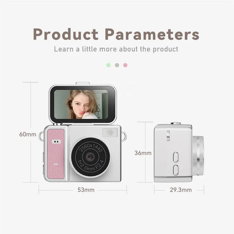 S162 1080P Mini Thumb Camera 1.47 Inch Flip Screen Digital Camera CCD HD Video / Photo For Vlogging - Beige