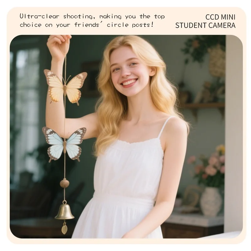 Y11 1.47 Inch Flip Screen Mini Thumb Camera HD Photography Video Recording CCD Digital Camera with LED Light - White