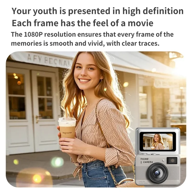 Y11 1.47 Inch Flip Screen Mini Thumb Camera HD Photography Video Recording CCD Digital Camera with LED Light - White