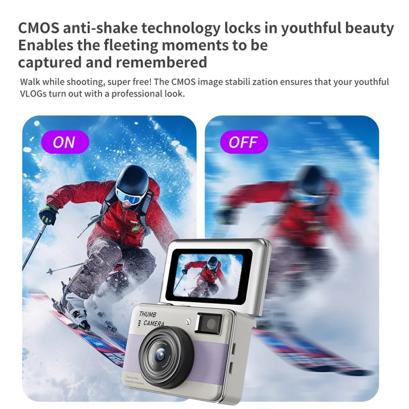 Y11 1.47 Inch Flip Screen Mini Thumb Camera HD Photography Video Recording CCD Digital Camera with LED Light - White