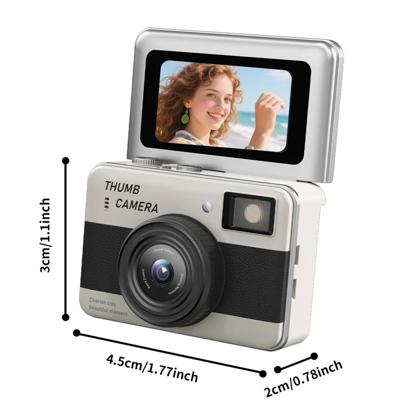 Y11 1.47 Inch Flip Screen Mini Thumb Camera HD Photography Video Recording CCD Digital Camera with LED Light - White