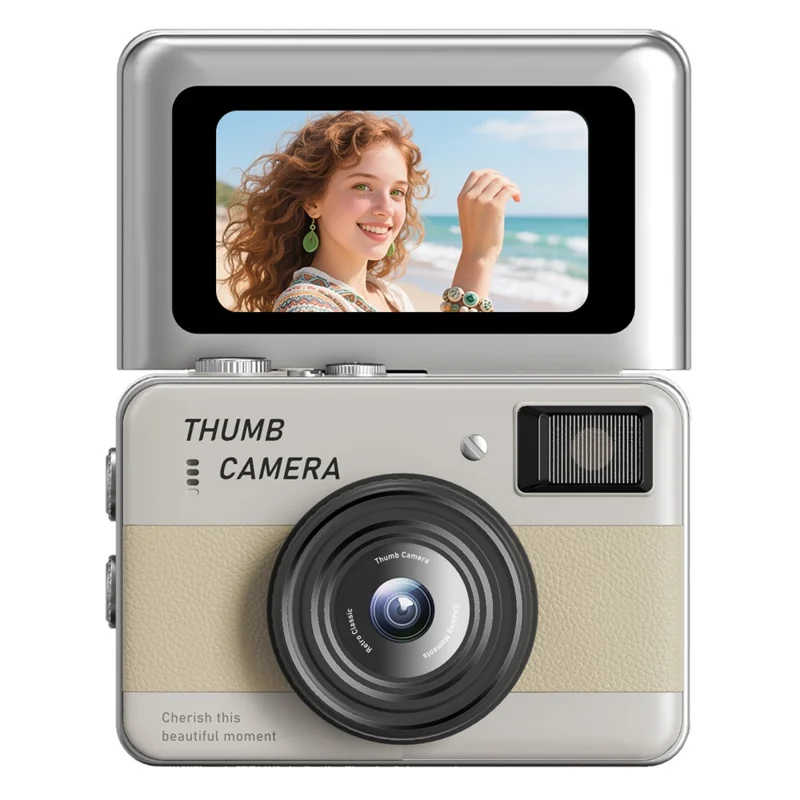 Y11 1.47 Inch Flip Screen Mini Thumb Camera HD Photography Video Recording CCD Digital Camera with LED Light - Brown