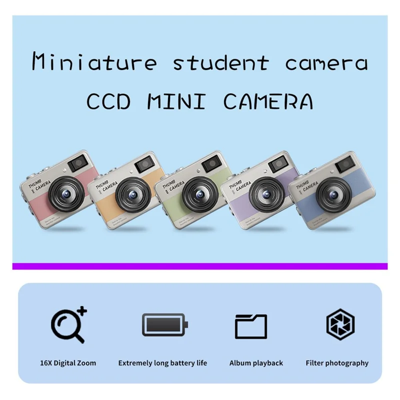 Y11 1.47 Inch Flip Screen Mini Thumb Camera HD Photography Video Recording CCD Digital Camera with LED Light - Brown