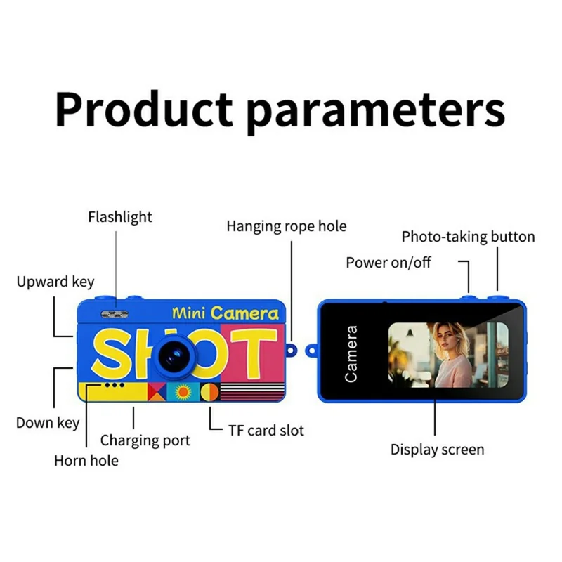 M9 1.47 Inch HD Photo Video CCD Thumb Camera Portable Keychain Mini Digital Camera with Flash  /  Filters - White