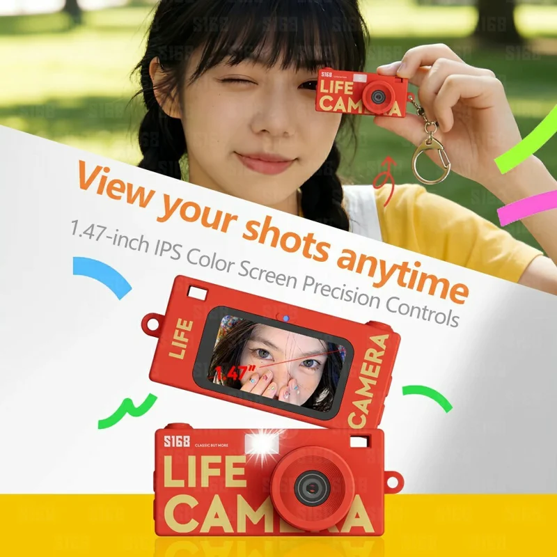 S168 1.47 дюймов 2K HD мини-цифровая камера CCD, карманная камера со вспышкой, циклическая запись — прозрачная
