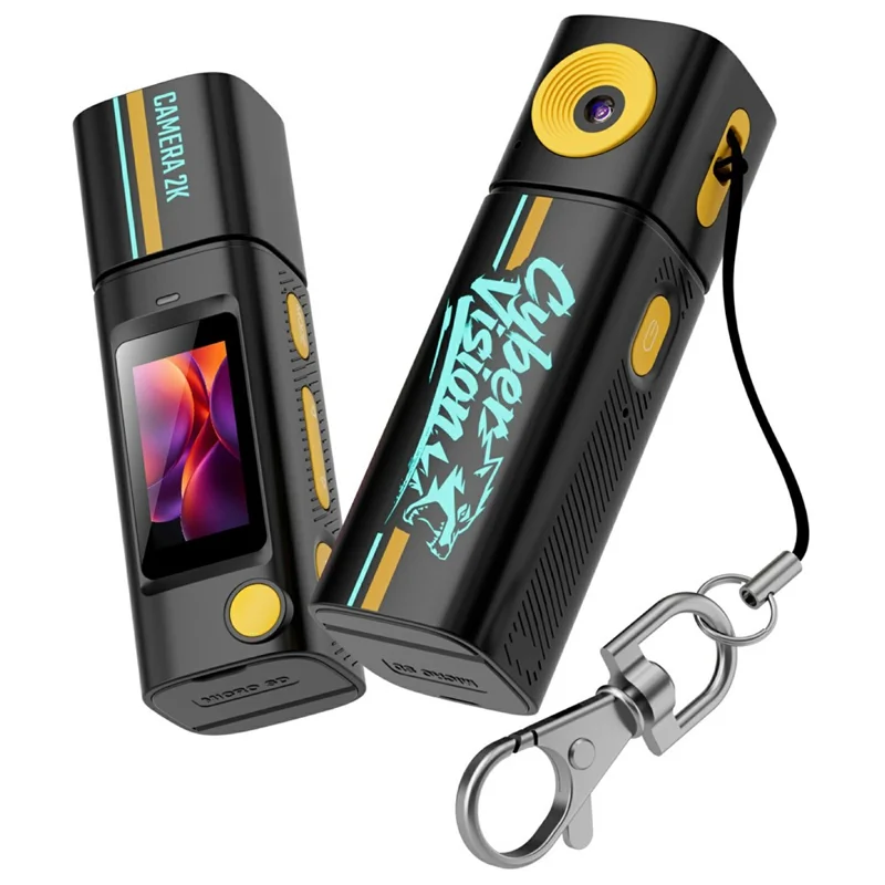 G10 Mini Camera 0.96 Inch TFT LCD Screen 2K HD Video Recorder with 230 Degree Rotatable Lens Portable Keychain Camera - Black