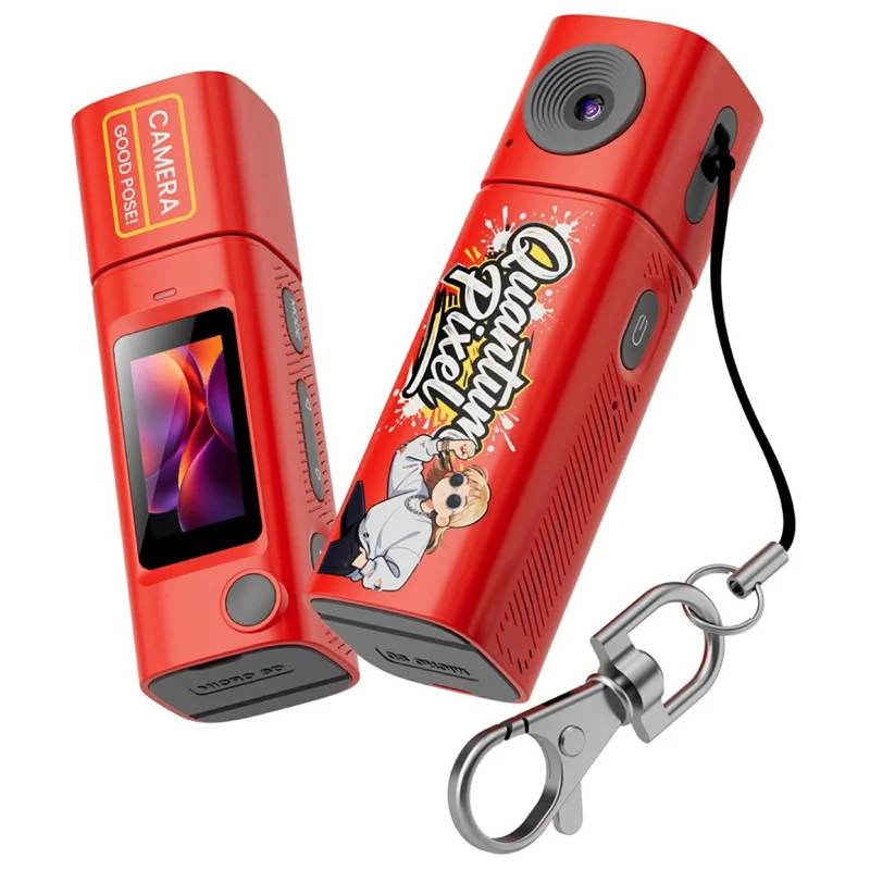G10 Mini Camera 0.96 Inch TFT LCD Screen 2K HD Video Recorder with 230 Degree Rotatable Lens Portable Keychain Camera - Red