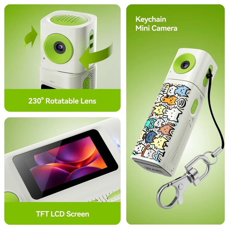 G10 Mini Camera 0.96 Inch TFT LCD Screen 2K HD Video Recorder with 230 Degree Rotatable Lens Portable Keychain Camera - Red