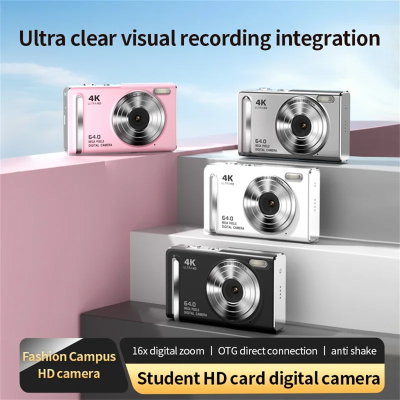 M20 2,8 tommer IPS-skærm 64 MP digitalt kamera 4K videooptager 16x zoom CCD-kortkamera til vlogfotografering - Pink