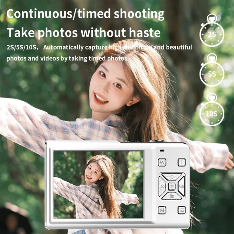 M20 2.8 Inch IPS Screen 64MP Digital Camera 4K Video Recorder 16X Zoom CCD Card Camera for Vlog Photography - White