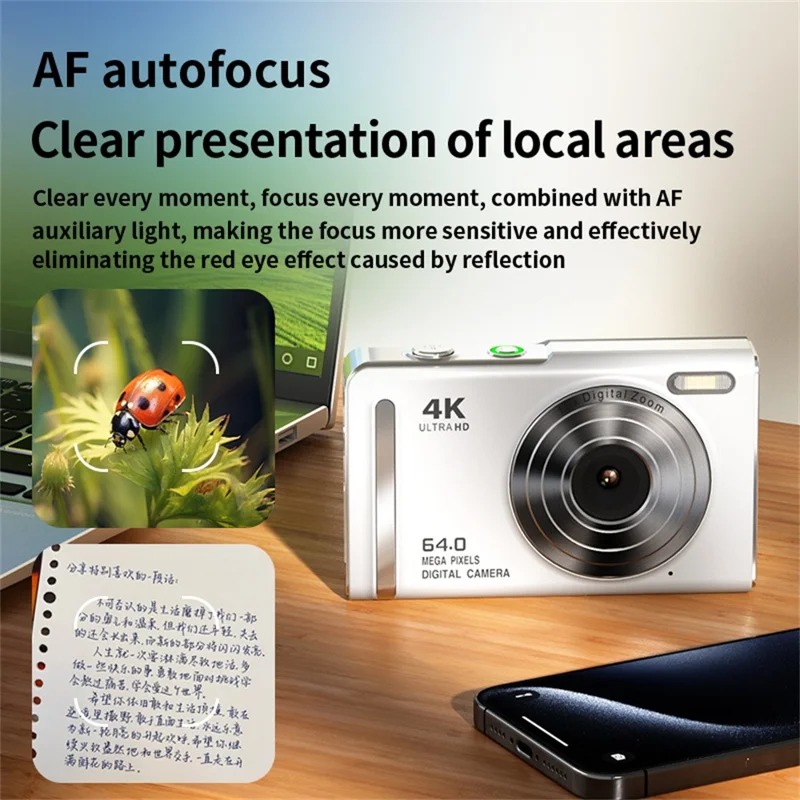 M20 2.8 Inch IPS Screen 64MP Digital Camera 4K Video Recorder 16X Zoom CCD Card Camera for Vlog Photography - White